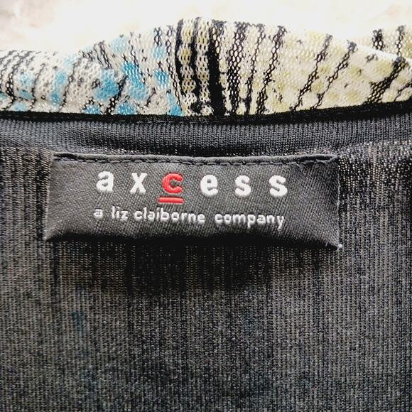 Blouse Size L Ombre Blue Lined Indie Liz Clairborne Retro Luxe Artsy Teacher Y2K - Picture 14 of 16